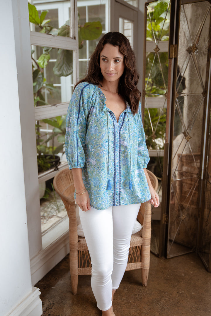 Meadow Hayman Blouse Olive General Azure and Indigo   
