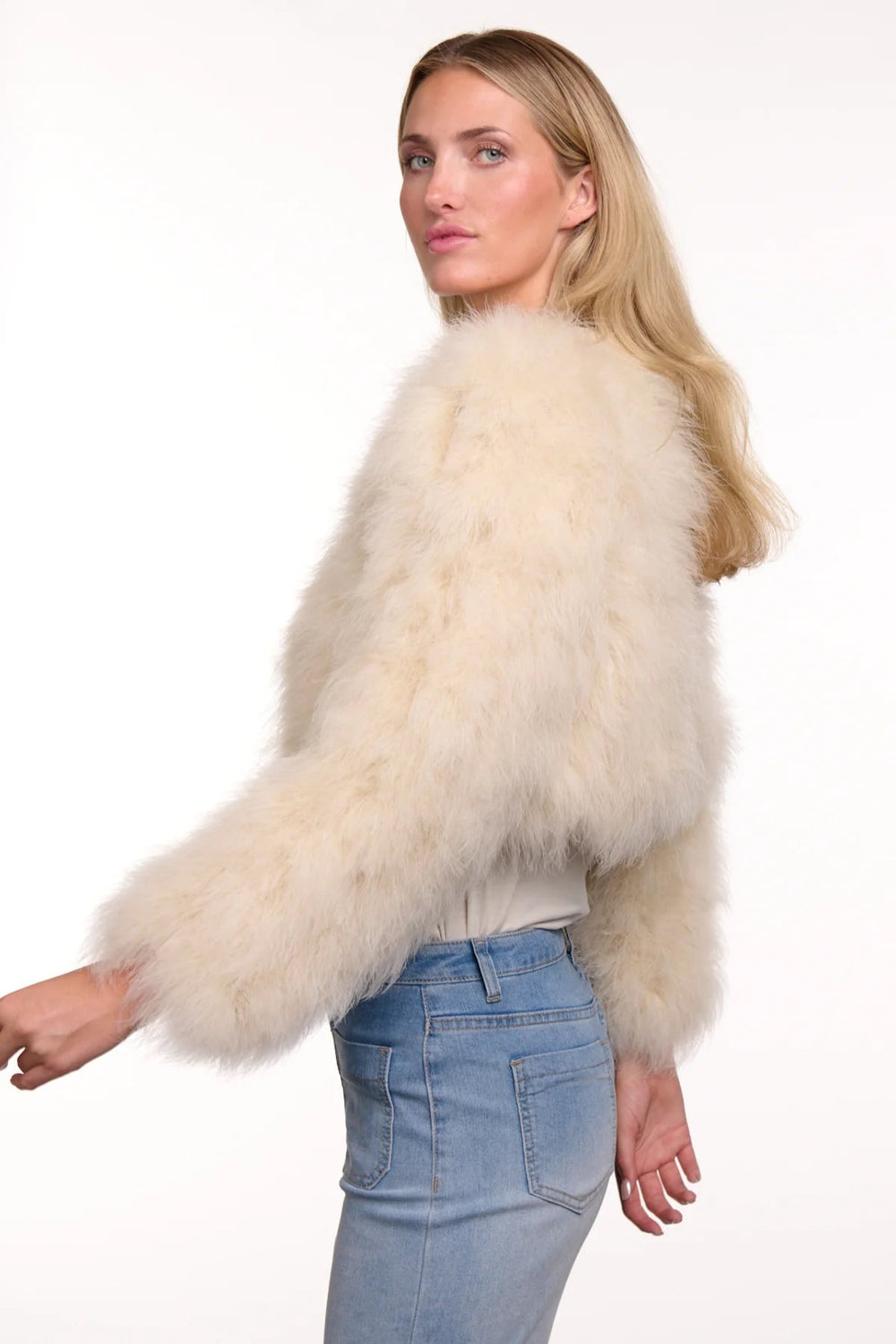 365 days feather Bolero - Chalk Fur Coat 365 days