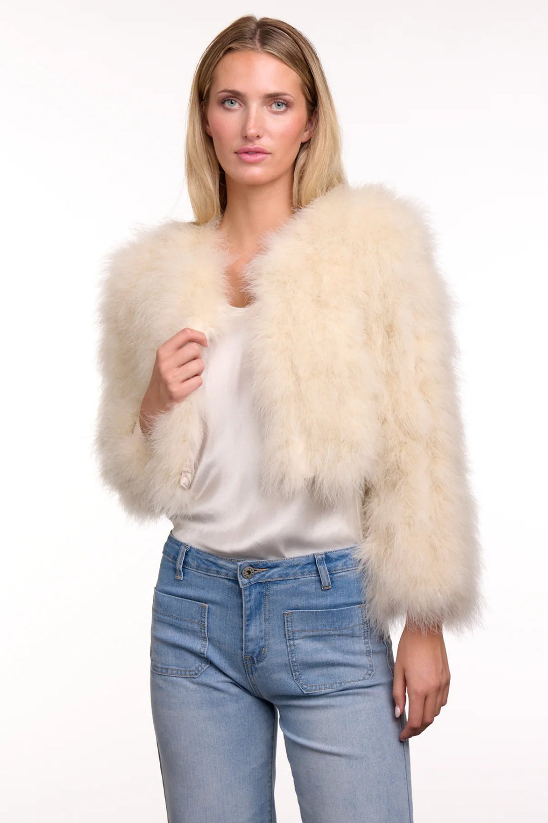 365 days feather Bolero - Chalk Fur Coat 365 days