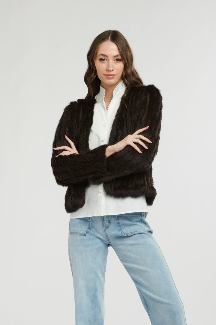 365 Days Rabbit Short Fur Jacket - Chocolate Fur Coat 365 days