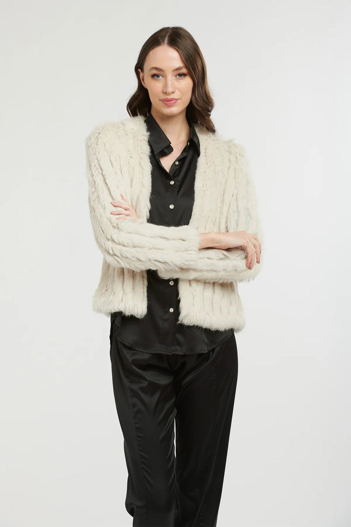 365 Days Short Fur Jacket - Chalk Fur Coat 365 days