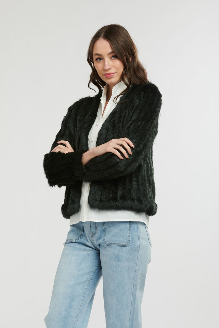 365 Days Short Fur Jacket - Hunter Green fur coat 365 days