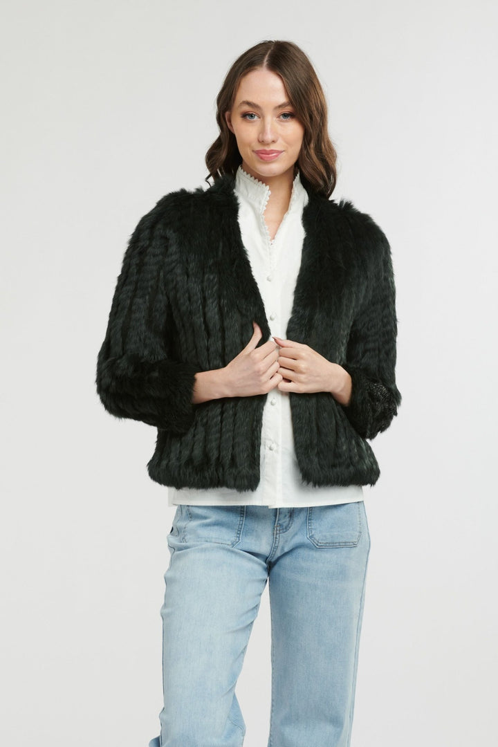 365 Days Short Fur Jacket - Hunter Green fur coat 365 days