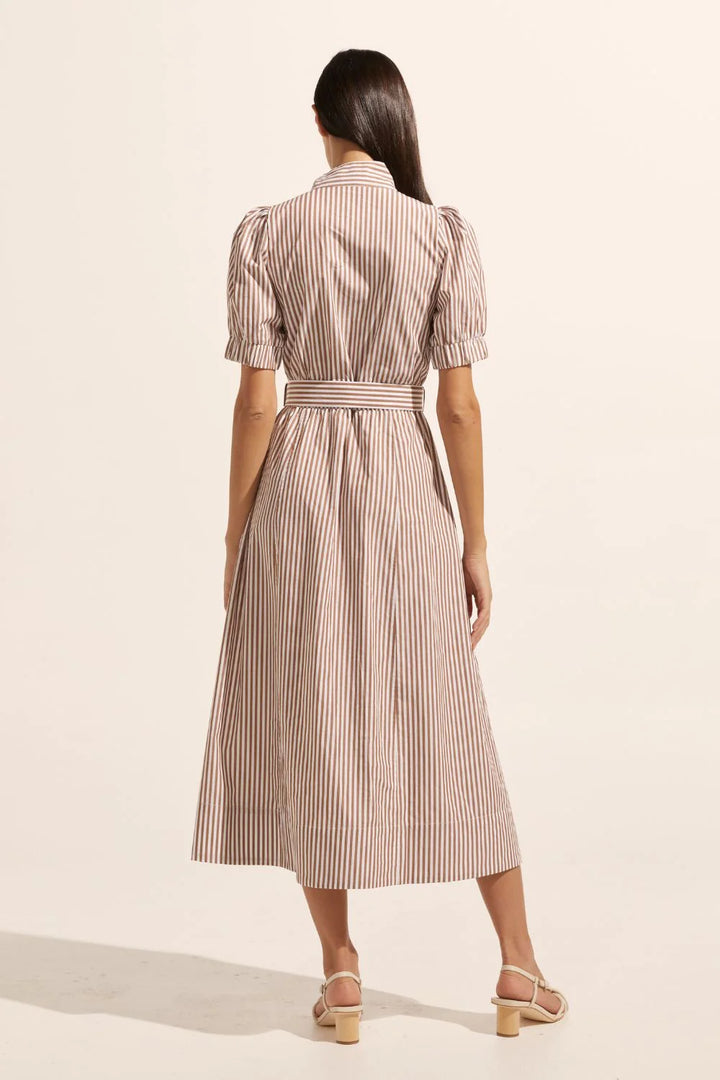 Starling Dress - Mocha Stripe Dresses Zoe Kratzmann   