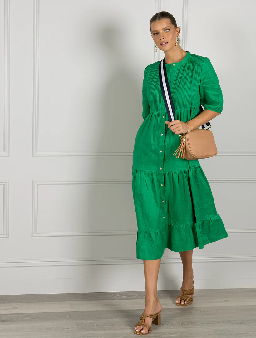 maria linen dress-green Dresses zjoosh   