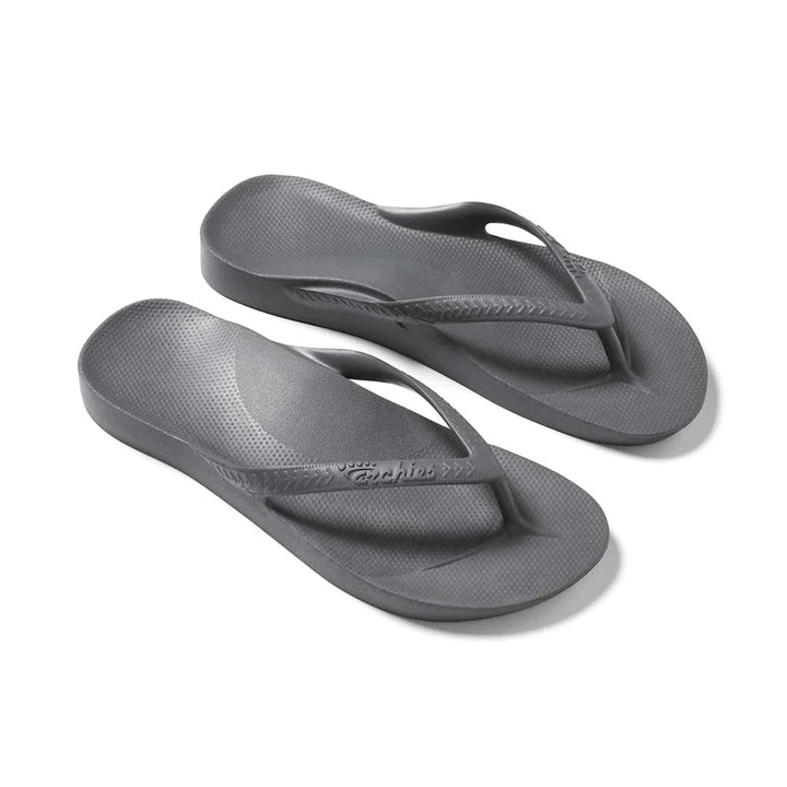 Archies Arch Support Thongs - Charcoal Shoes Archies
