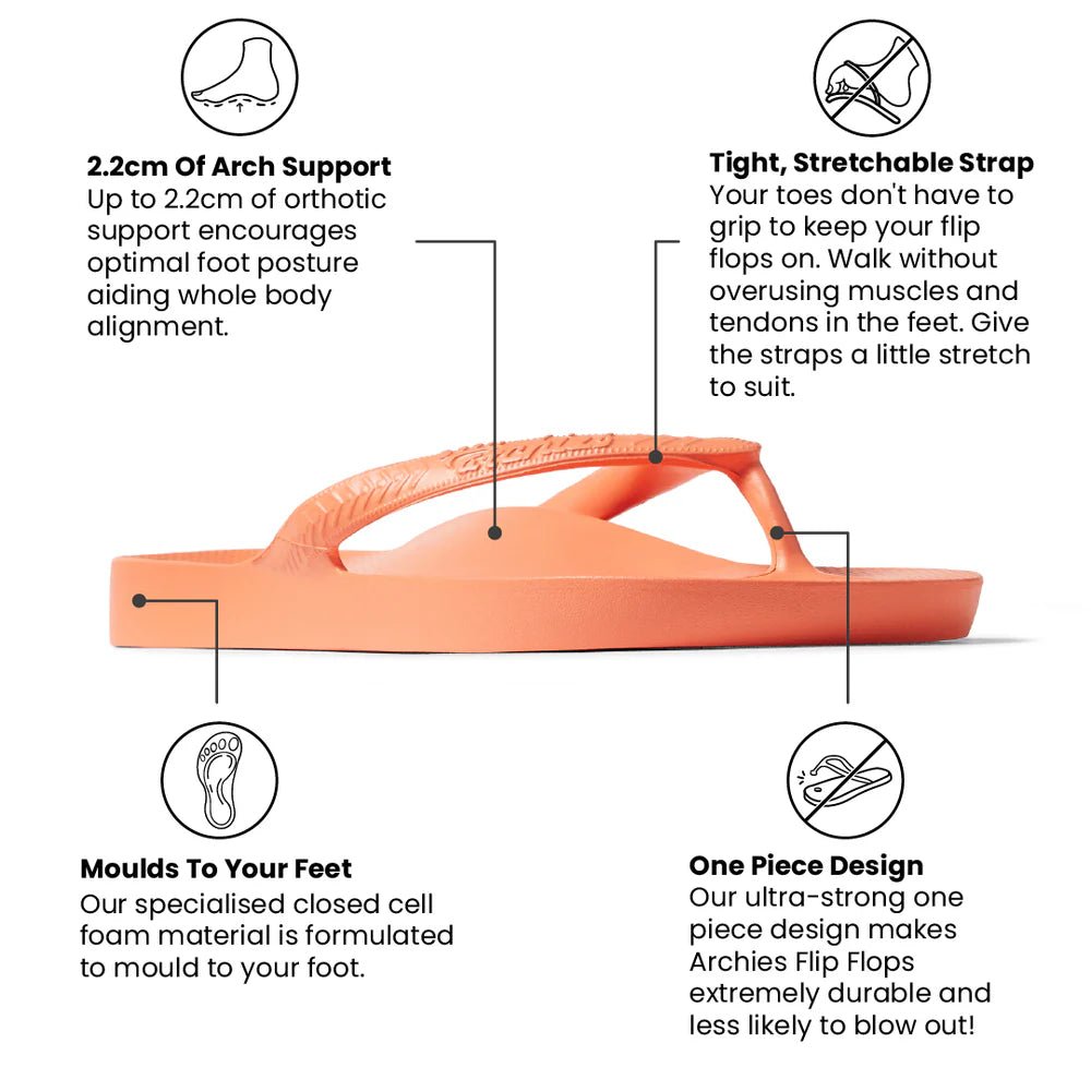 Archies Arch Support Thongs - Orange Shoes Archies