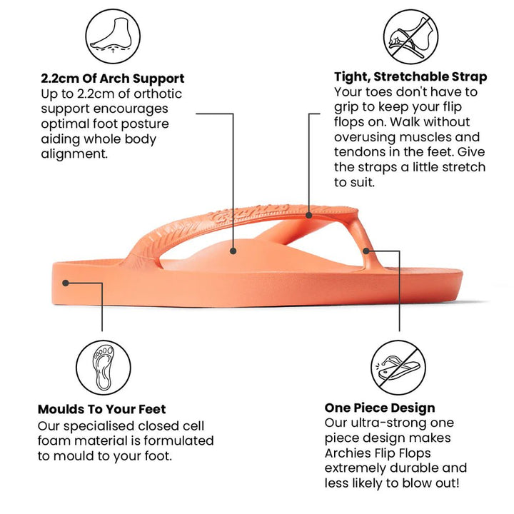 Archies Arch Support Thongs - Orange Shoes Archies