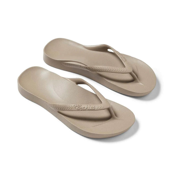 Archies Arch Support Thongs - Taupe Shoes Archies