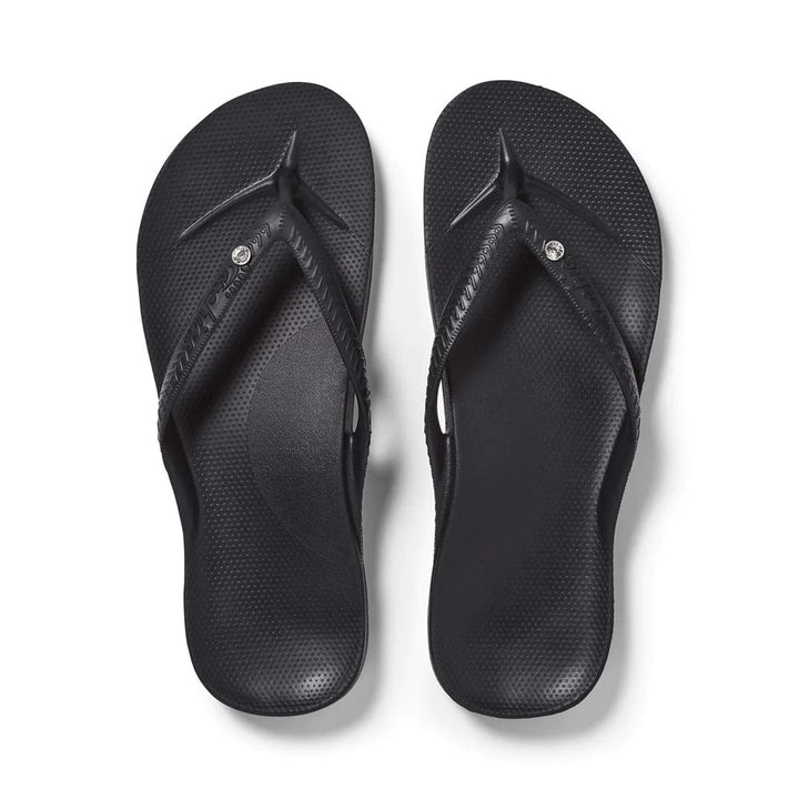 Archies 'Crystal' Arch Support Thongs - Black Shoes Archies