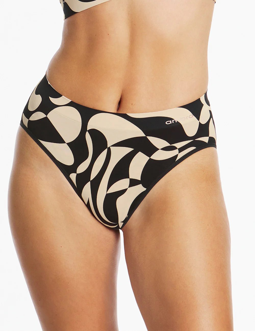 Bondi Bare Printed High Cut - Animetric Black Undergarments Ambra