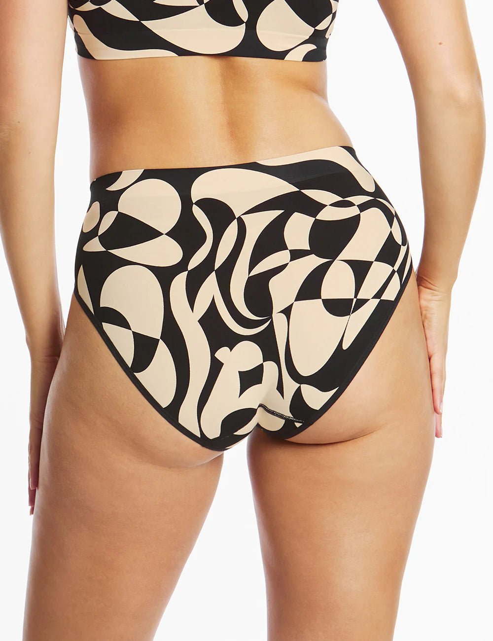 Bondi Bare Printed High Cut - Animetric Black Undergarments Ambra