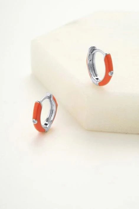 Brighton Huggie Silver Coral earing Zafino Jewellery