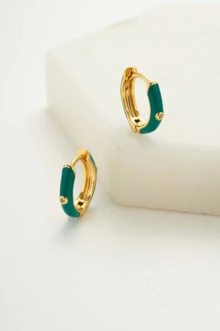 Brighton Huggie Teal Gold earing Zafino Jewellery