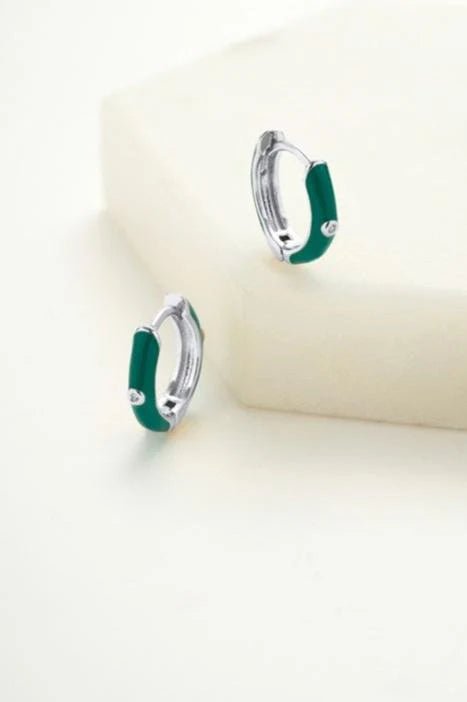 Brighton Huggie Teal - Silver earing Zafino Jewellery