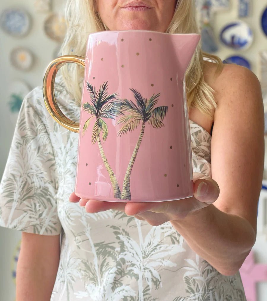 Carla Dinnage Pink Tropical Palm Jug - Medium CERAMICS Carla Dinnage