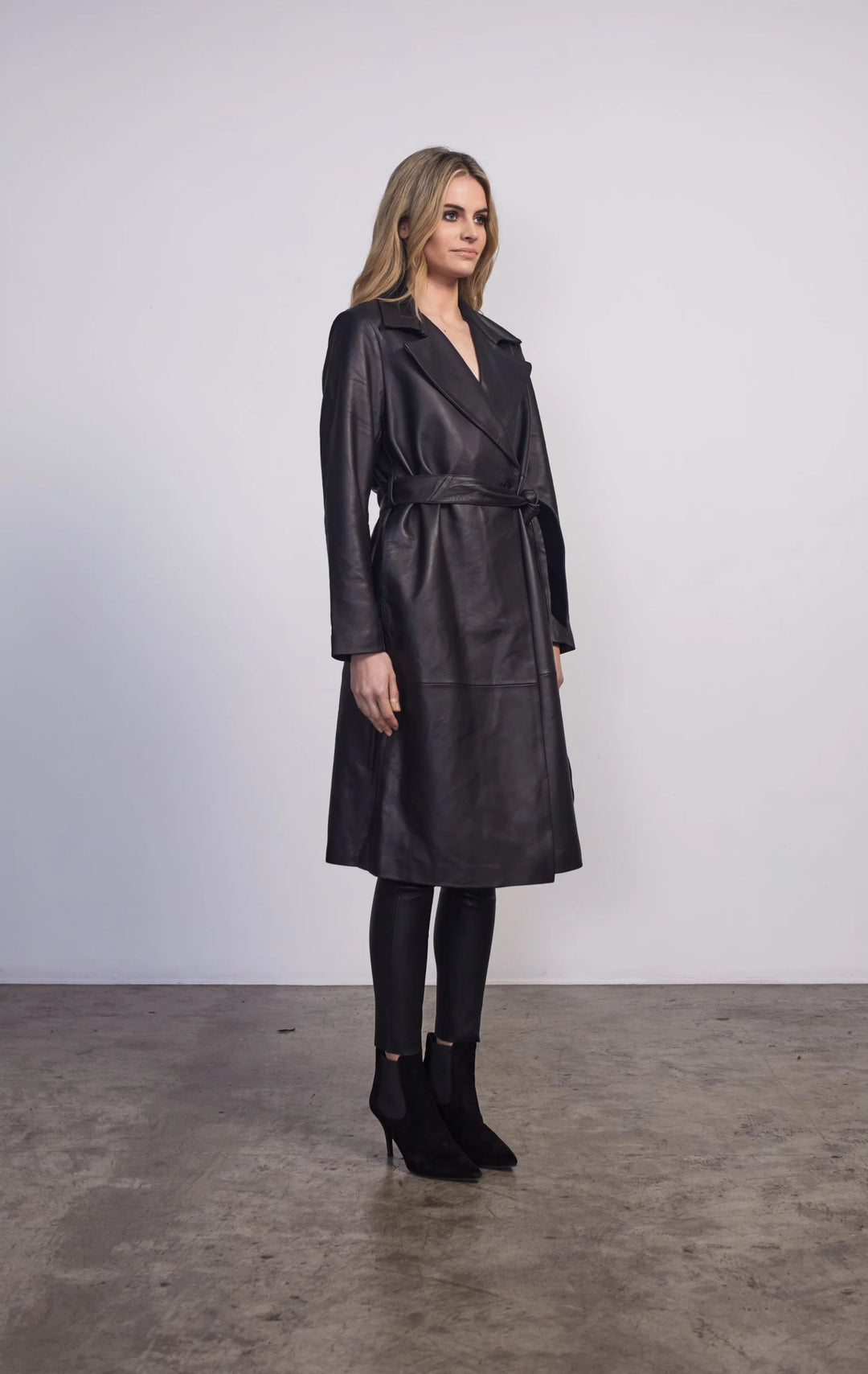 DEA Theodora Leather Trench Coat - BLACK coat Dea the Label