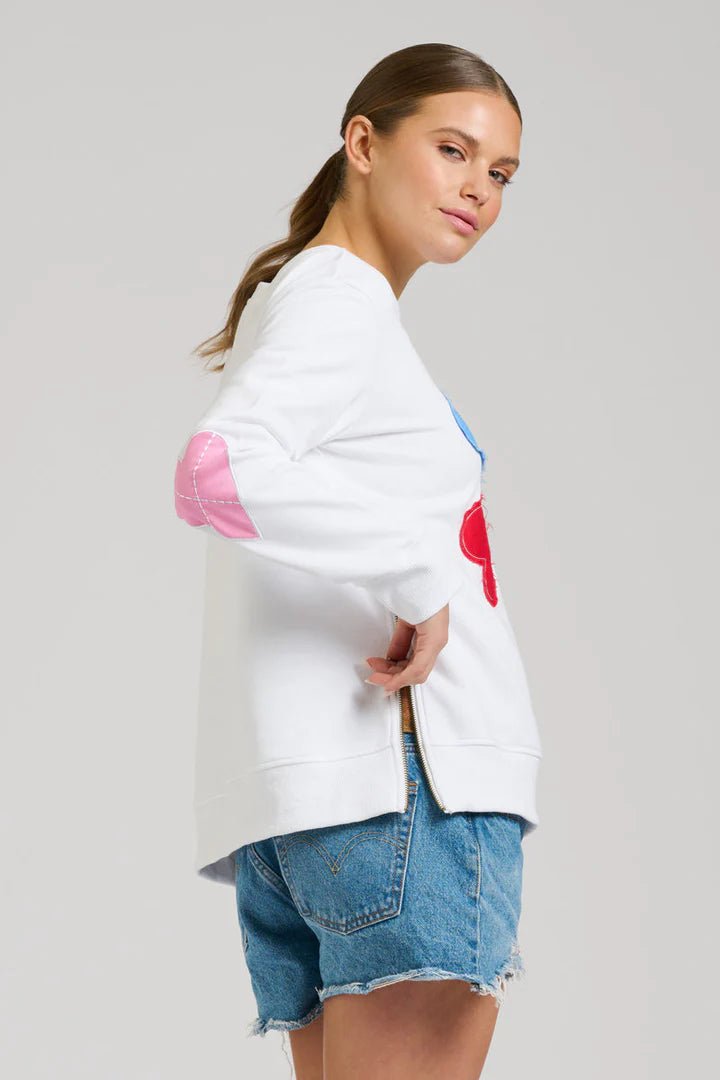 EST 1971 Zipside Classic Cotton Sweatshirt - White Hearts windcheeter Est 1971