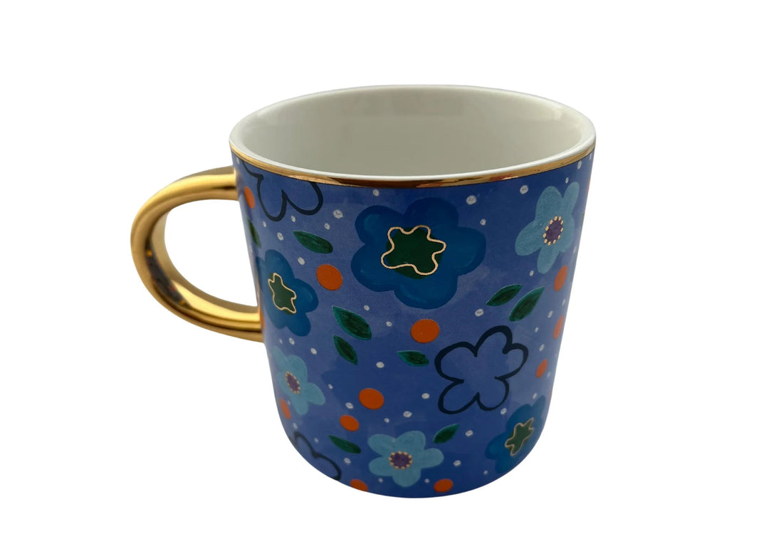 Foxy Flower Blue Mug Carla Dinnage