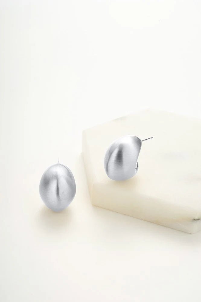 Hailey Brushed Hoop Silver earing Zafino Jewellery