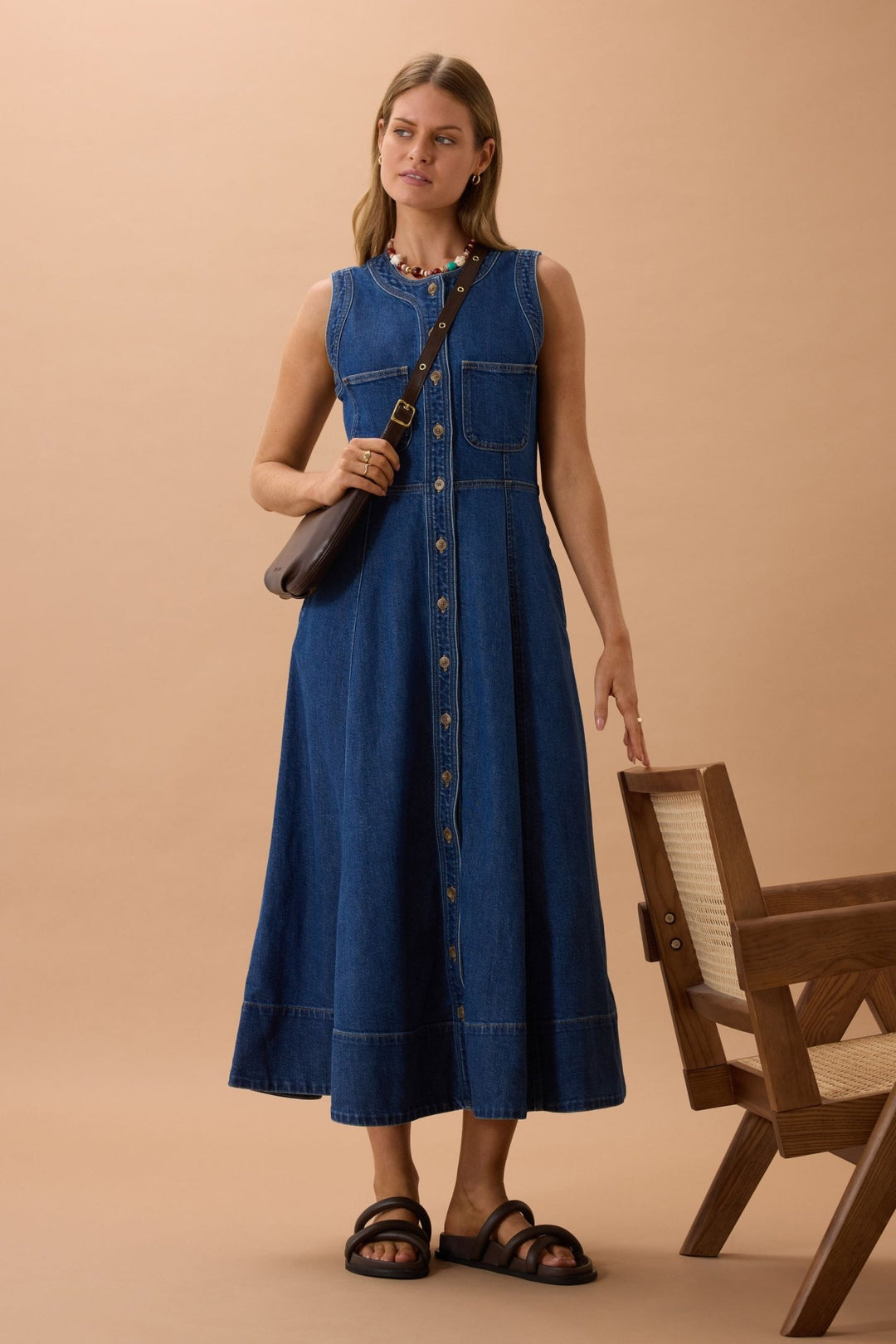 Hazel Sleeveless Midi Shirt Dress Ceres Life