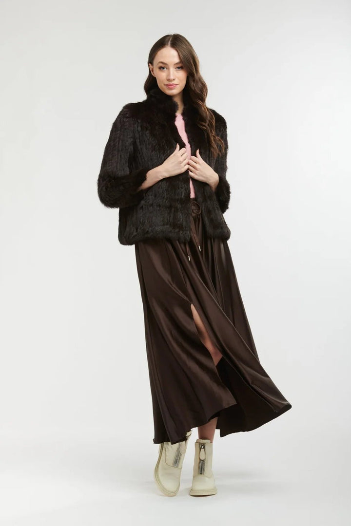 365 DAYS High Neck Fur Jacket- Chocolate Fur Coat 365 days