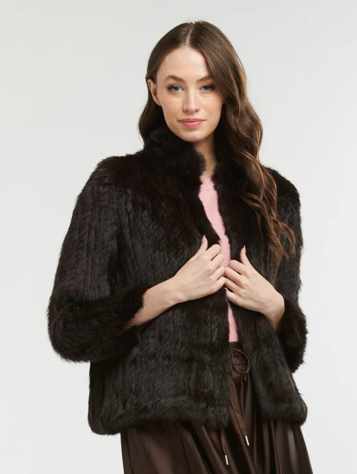 365 DAYS High Neck Fur Jacket- Chocolate Fur Coat 365 days