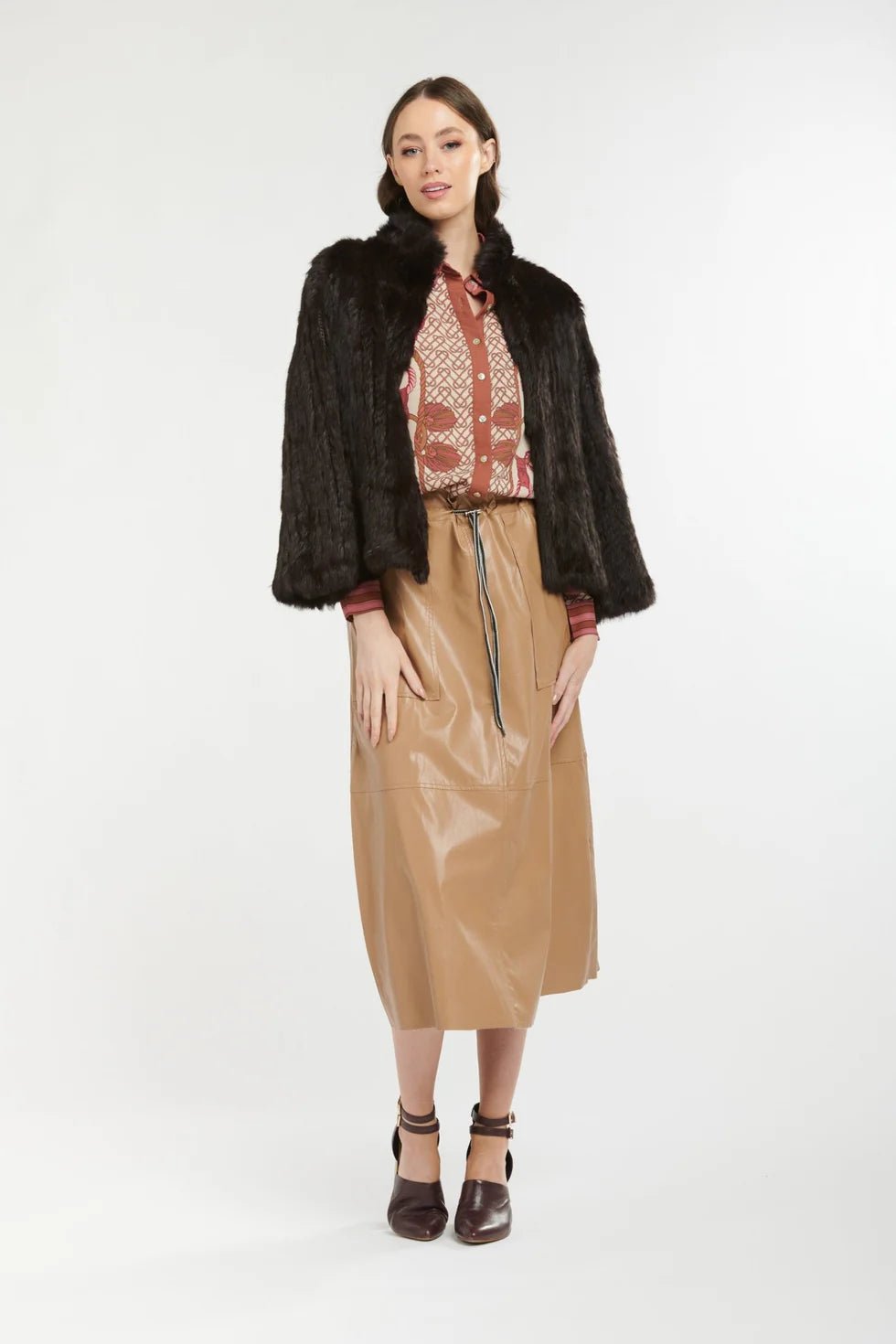 365 DAYS High Neck Fur Jacket- Chocolate Fur Coat 365 days