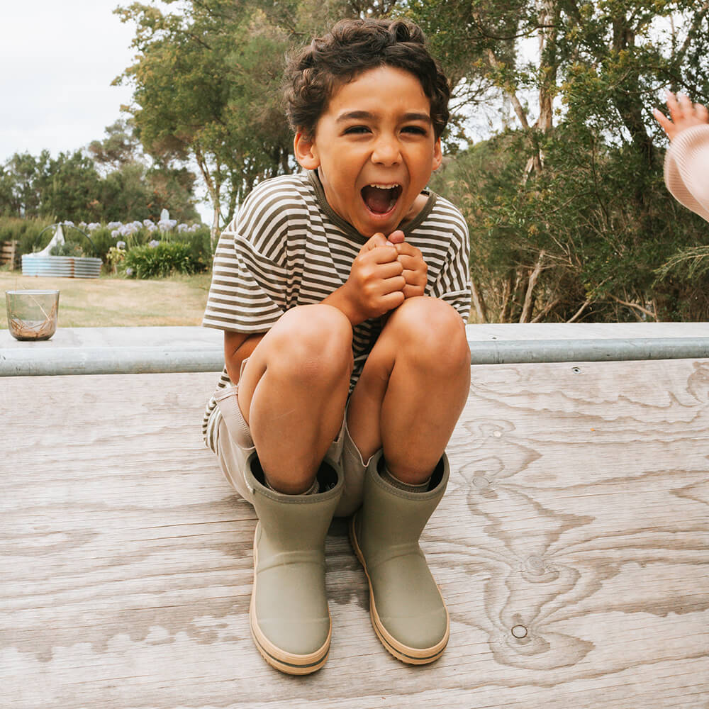 KIDS Merry People Andie Boot - Khaki Green Gumboot Merry People