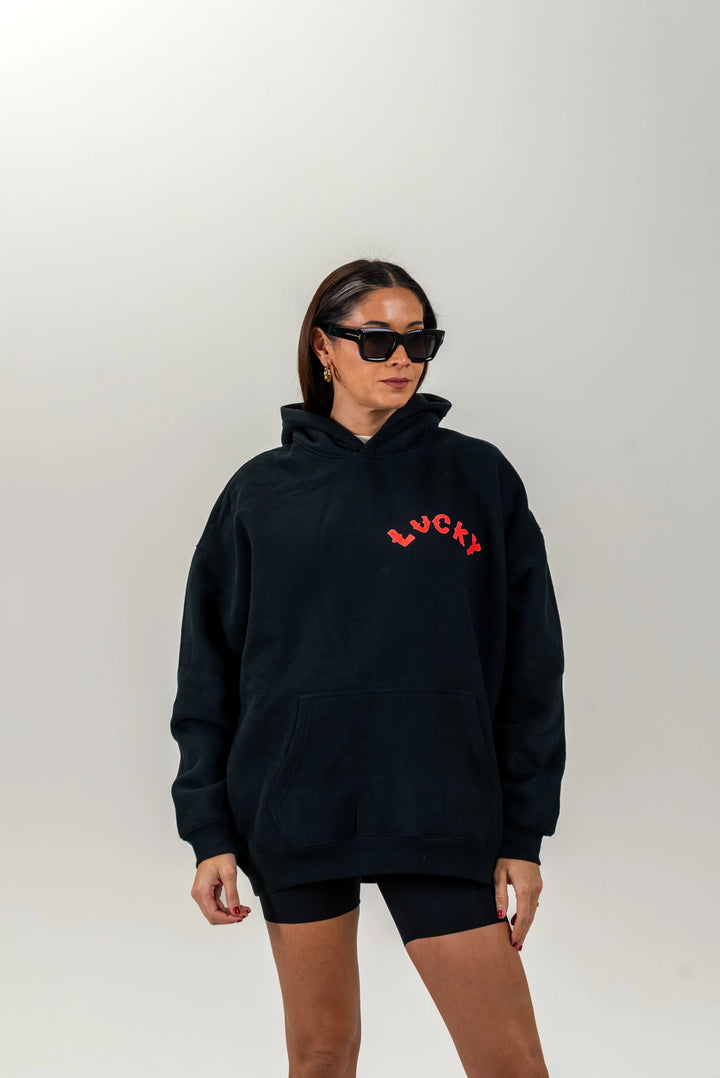 Maku - LUCKY Unisex Hoodie - BLACK Windcheater Maku