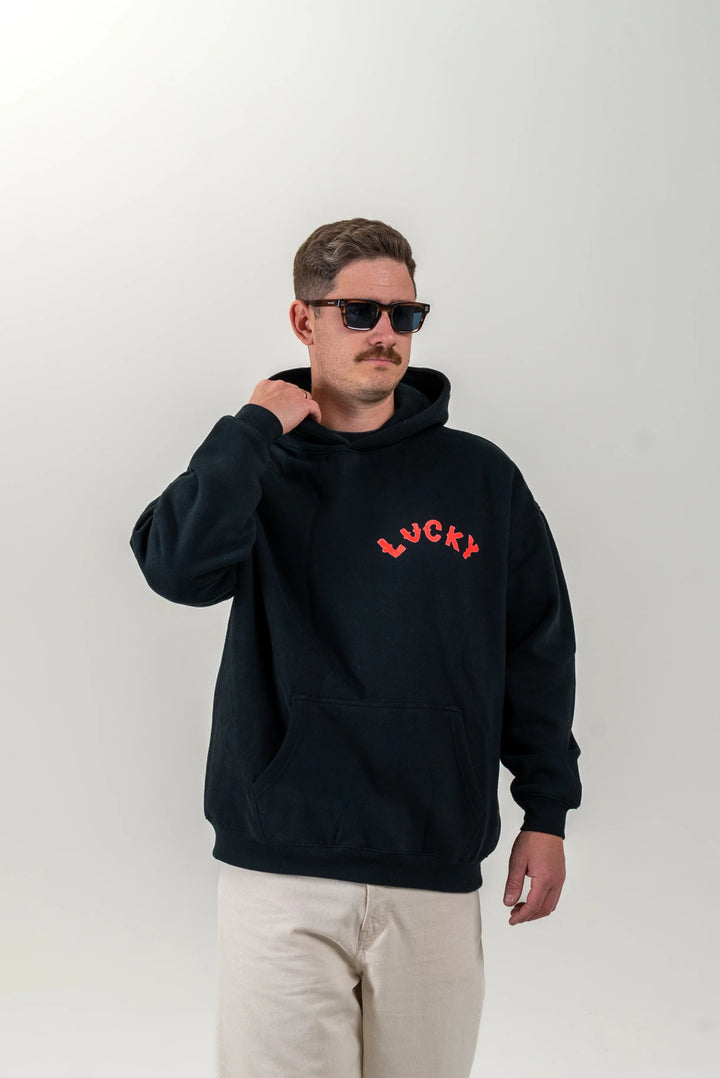 Maku - LUCKY Unisex Hoodie - BLACK Windcheater Maku