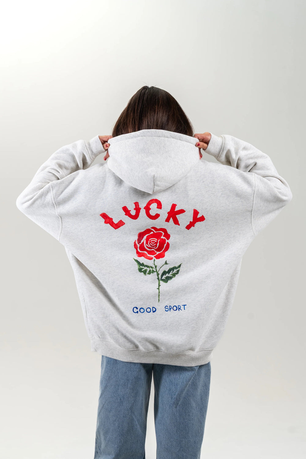 Maku - LUCKY Unisex Hoodie Light Marle Grey Windcheater Maku