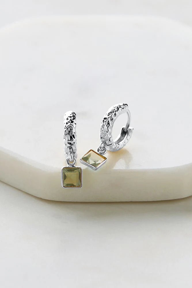 Mikayla Hoop - Silver / Green Amathyst earings Zafino Jewellery