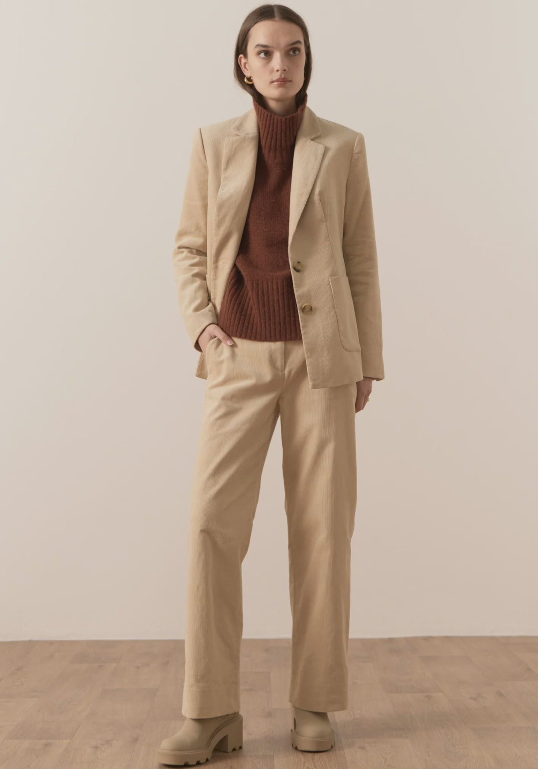 POL Thomas Corduroy Jacket - Ecru coat POL