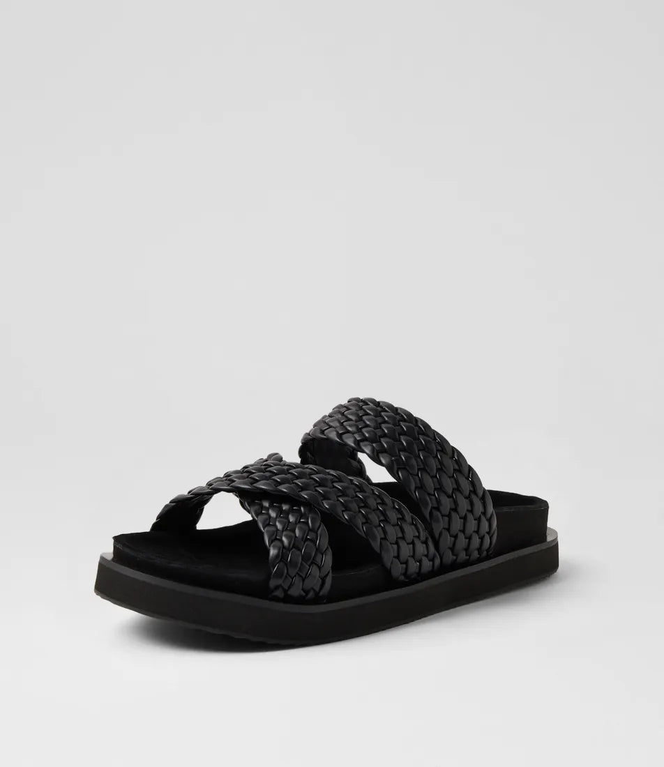 Rhodes Cross slide Black weave ROLLIE Shoes Rollie