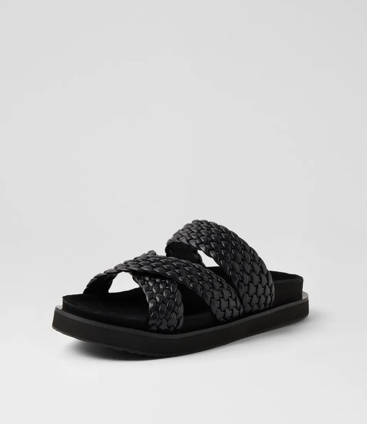 Rhodes Cross slide Black weave ROLLIE Shoes Rollie