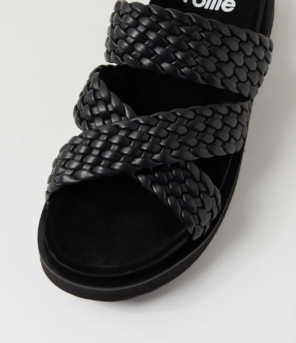 Rhodes Cross slide Black weave ROLLIE Shoes Rollie