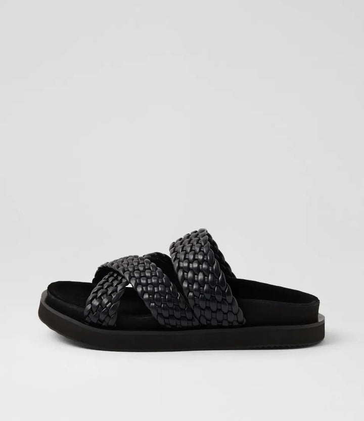 Rhodes Cross slide Black weave ROLLIE Shoes Rollie