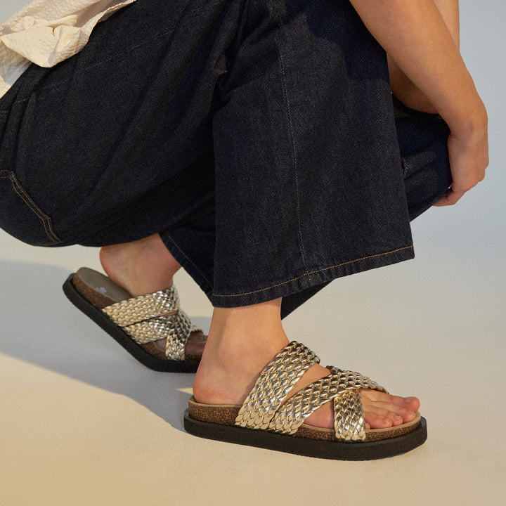 Rhodes Cross slide Gold Weave ROLLIE Shoes Rollie