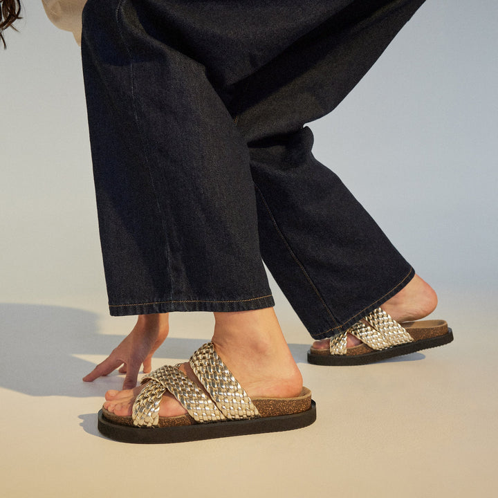 Rhodes Cross slide Gold Weave ROLLIE Shoes Rollie