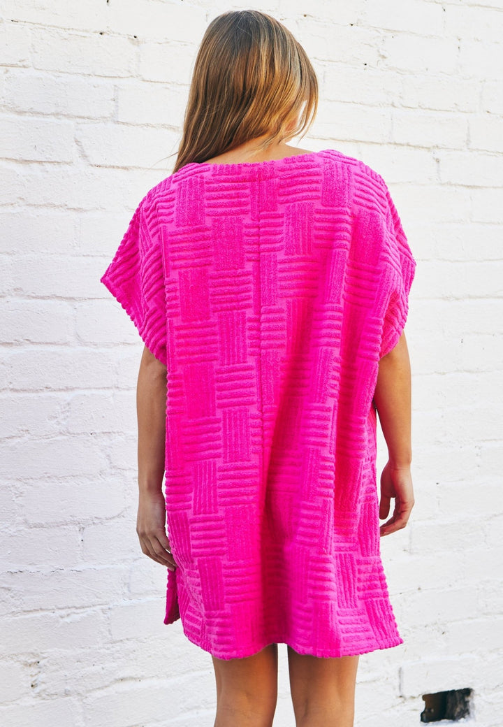 SALT & SUNSHINE TOWELLING COVER-UP - HOT PINK hammill & Co