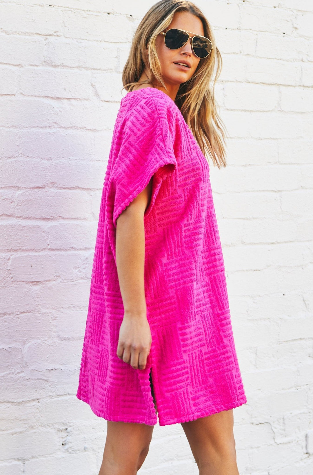 SALT & SUNSHINE TOWELLING COVER-UP - HOT PINK hammill & Co