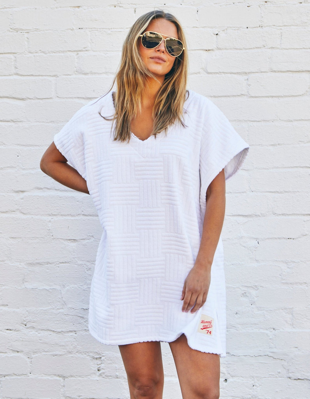 SALT & SUNSHINE TOWELLING COVER-UP - WHITE hammill & Co
