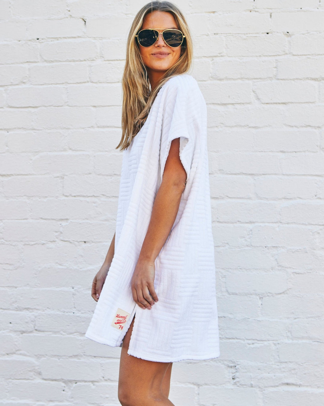 SALT & SUNSHINE TOWELLING COVER-UP - WHITE hammill & Co