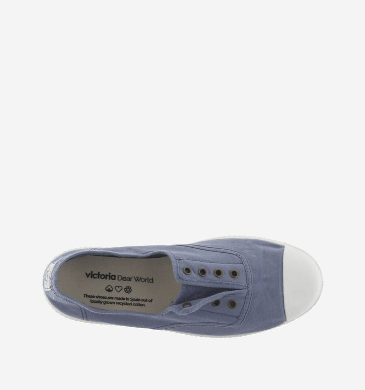 Canvas Elastic Trainers - Azul Shoes Victoria Shoes