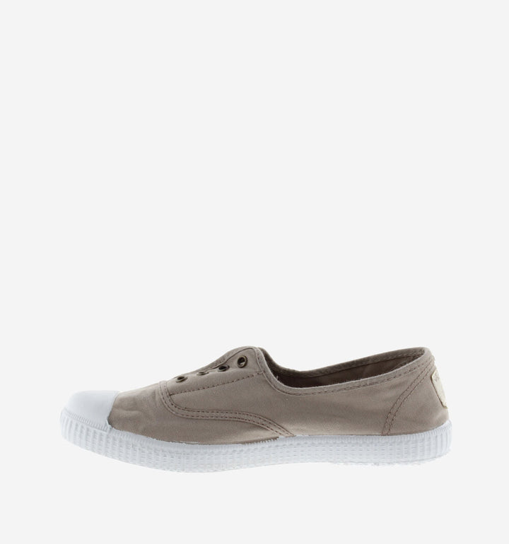 Canvas Elastic Trainers - Beige Shoes Victoria Shoes