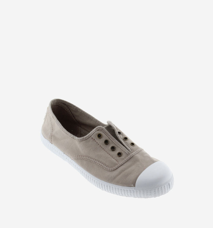 Canvas Elastic Trainers - Beige Shoes Victoria Shoes