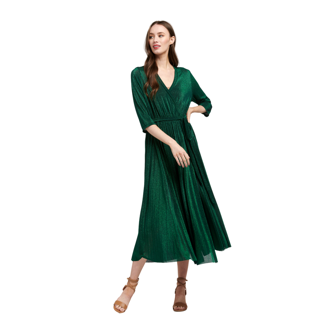 Urban Luxury Lurex CrossOver Dress - Deep Green Dresses Urban Luxury   