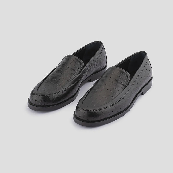 Emmie - Black Weave Emboss Shoes Department of Finery