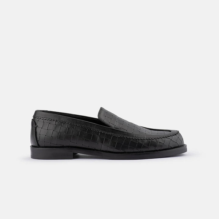 Emmie - Black Weave Emboss Shoes Department of Finery
